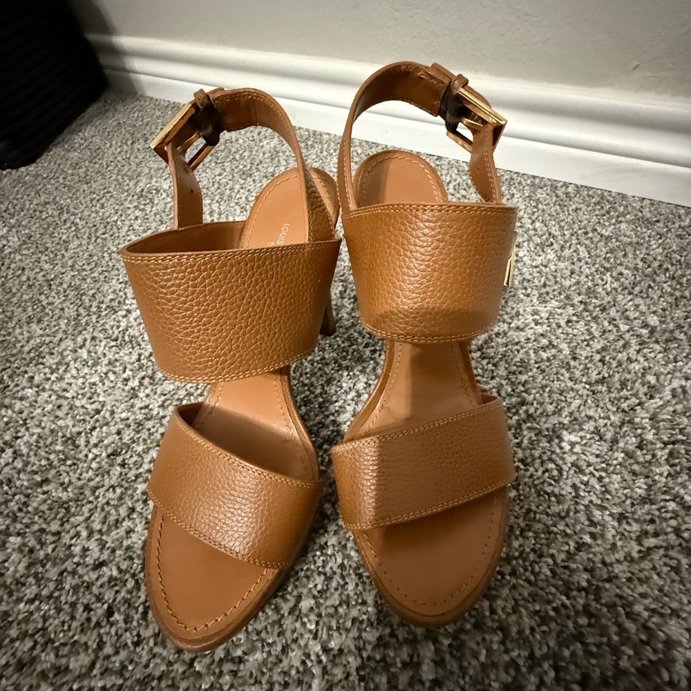 Louis Vuitton Tan Leather Sandals with Ankle Strap